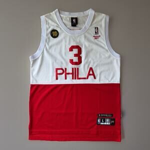 Allen Iverson Philadelphia 76ers Jersey L White Red Y2K Reebok NBA Basketball